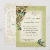 Botanica Wedding Invitation - Groen Kaart (Voorkant / Achterkant)