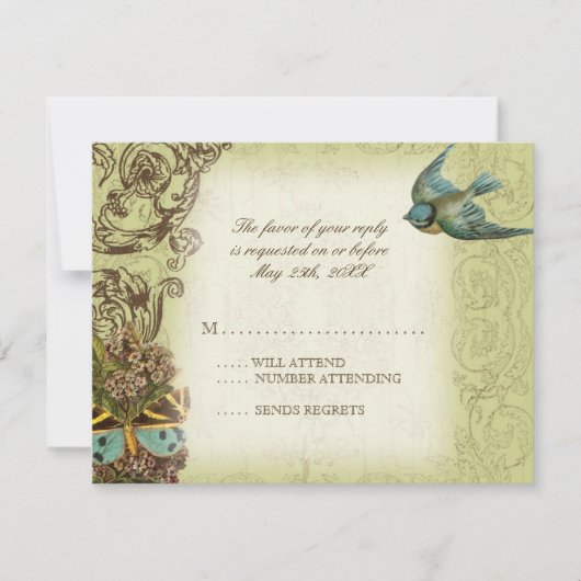 Botanica Wedding RSVP Response Kaart - Cream Tan (Voorkant)