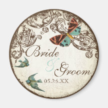 Botanica Wedding Save Date Magnet - Crème Tan