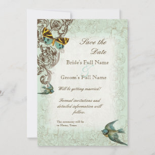 Botanica Wedding Save the Date Invite - Blue Green Kaart