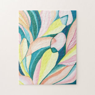 Botanical Abstract Watercolor Art Jigsaw Puzzle