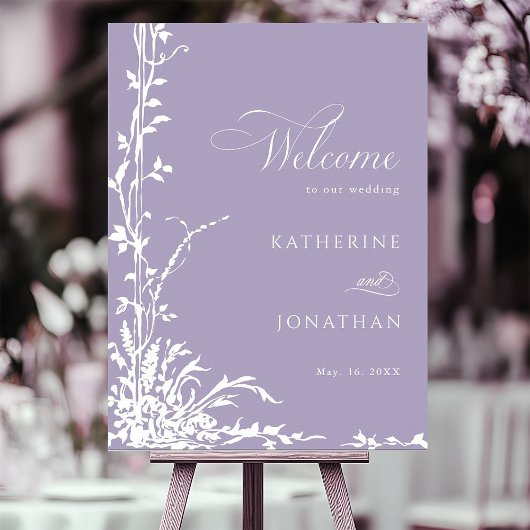 Botanical Arch Garden Lavender Wedding Welcome Poster