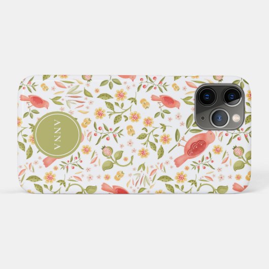 Botanical Birds Pattern – Elegant Nature Design Case-Mate iPhone Case (Achterkant (horizontaal))