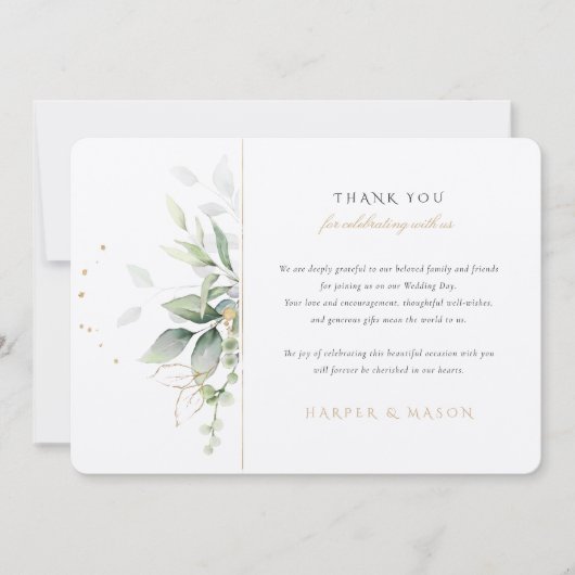 Botanical Bliss Bruiloft Dank u Kaart (Voorkant)