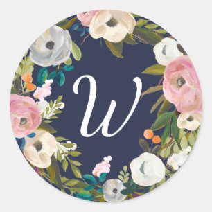 Botanical Bliss Custom Color Monogram Stickers