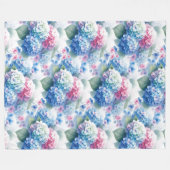 Botanical blue and pink Hydrangea Fleece Deken (Voorkant (Horizontaal))