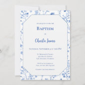 Botanical Blue Baptism Invitation (Voorkant)