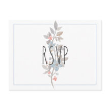 Botanical Blue Floral Wedding RSVP Briefkaart