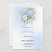 Botanical Blue Hydrangea Floral Wedding Invitation (Devant)