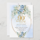 Botanical Boho Blue Peonies Eucalyptus Invitation (Devant)