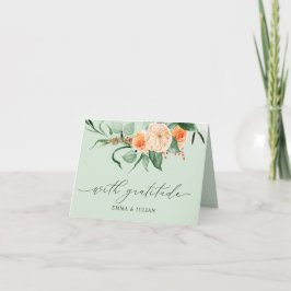 Botanical Boho Greenery Personalized Names Wedding Bedankkaart