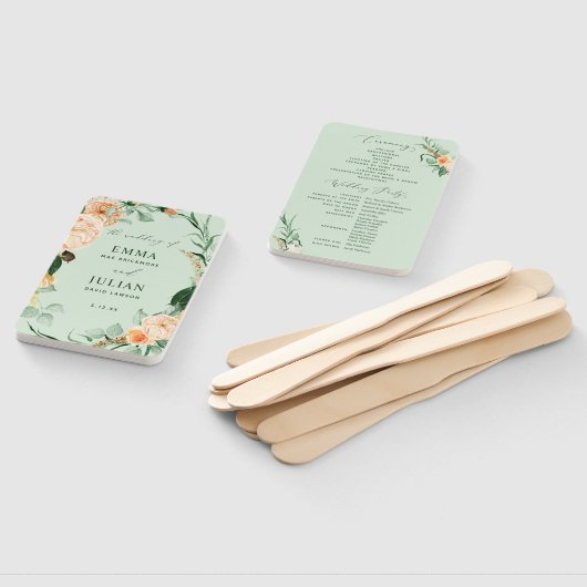 Botanical Boho Greenery Sage Green Wedding Program Handwaaier (Niet-gemonteerd)