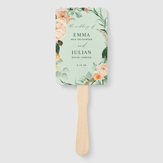 Botanical Boho Greenery Sage Green Wedding Program Handwaaier (Voorkant)