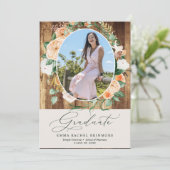 Botanical Boho Wood Foto Afstuderen Aankondiging b (Staand voorkant)