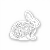 Botanical Bunny Silhouette Floral Line Art Sticker (Recto)