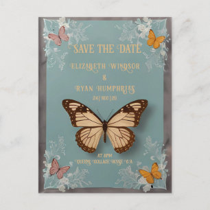 Botanical Butterfly Wedding Invitation Briefkaart