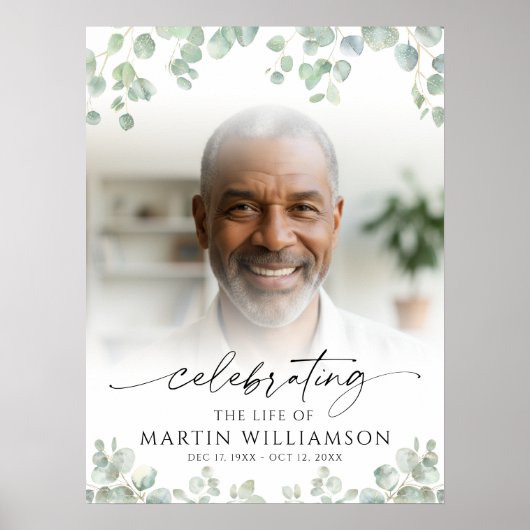 Botanical Celebrating the Life of Photo Funeral Poster (Voorkant)