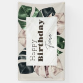 "Botanical Chic" Monstera-blad verjaardagsbanner Spandoek (Verticaal)