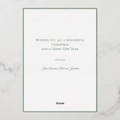 Botanical Christmas Wreath Modern Gold Script Folie Feestdagenkaart (Achterkant)