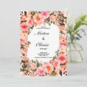 Botanical colorful blossom floral Wedding Kaart (Staand voorkant)