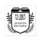 Botanical Crest Ex Libris Boeknaam Embosser Zelfinktende Stempel (Design)