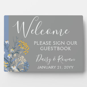 Botanical Daisy Floral Welcome Wedding Guestbook Fotoplaat