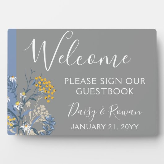 Botanical Daisy Floral Welcome Wedding Guestbook Fotoplaat (voorkant)