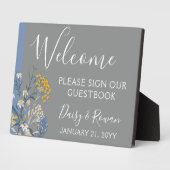 Botanical Daisy Floral Welcome Wedding Guestbook Fotoplaat (Zijkant)