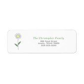 Botanical Daisy Flower Retouradreslabel Etiket (Voorkant)