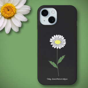 Botanical Daisy Flower Zwart
