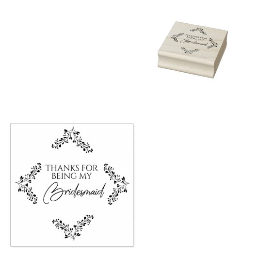 Botanical Diamond with Branches in Black Rubberstempel (Gestempeld)