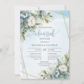 Botanical Dusty Blue Eucalyptus Rehearsal Dinner  Kaart (Voorkant)