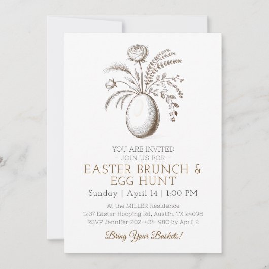 Botanical Easter Brunch Egg Hunt Invitation (Devant)