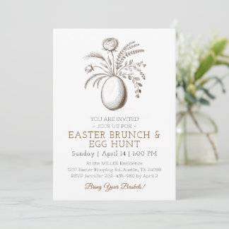 Botanical Easter Brunch Egg Hunt Invitation Kaart