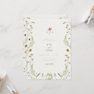 Botanical Elegant Wedding Invitation – Floral Desi Kaart