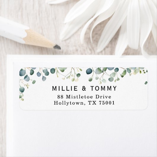 Botanical Eucalyptus Branch Return Address Label | (Insitu)
