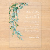 Botanical Eucalyptus Fall Leaf Wreath Wedding Acryl Uitnodigingen (Voorkant)