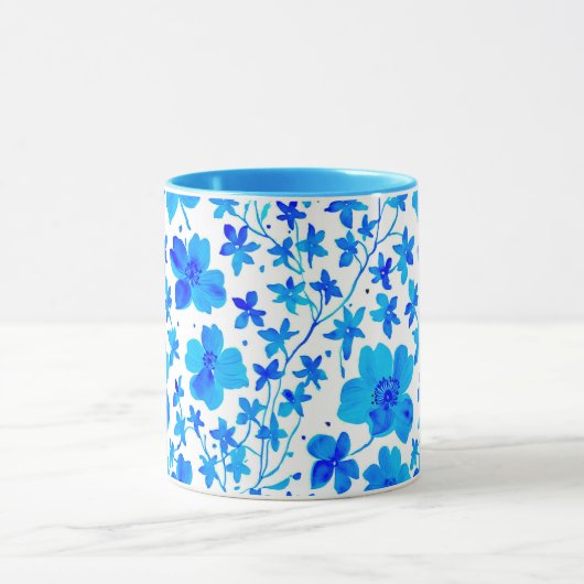 Botanical Floral in Deep Blue and White Mok (Midden)