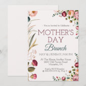 Botanical Floral Mothers Day Brunch Invitation (Devant / Derrière)
