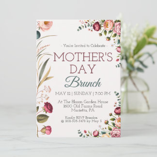 Botanical Floral Mothers Day Brunch Invitation Kaart