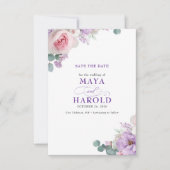 Botanical Floral Purple and Pink Save The Date (Voorkant)