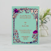 Botanical Floral Roos Vine Border Wedding Folie Uitnodiging (Staand Voorkant)