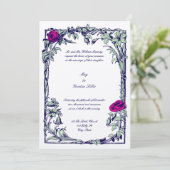 Botanical Floral Roos Vine Border Wedding Kaart (Staand voorkant)