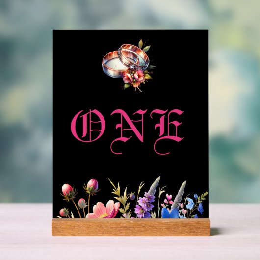 Botanical Floral Wedding bands Tabletop NumberSign (Neutre)