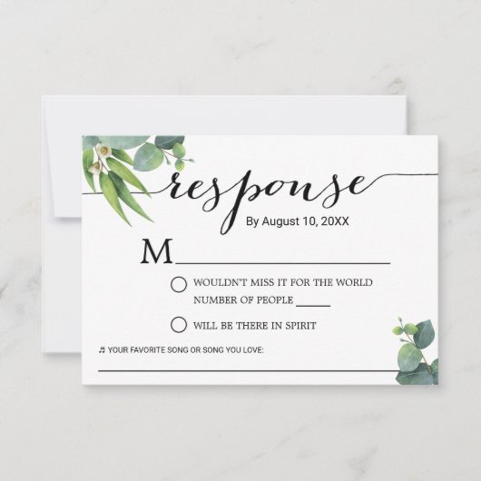 Botanical Foliage Song Request Wedding RSVP (Voorkant)