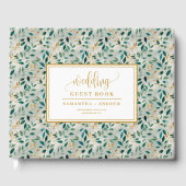 Botanical Forest Green en Gold Wedding Gastboek Gastenboek (Voorkant)