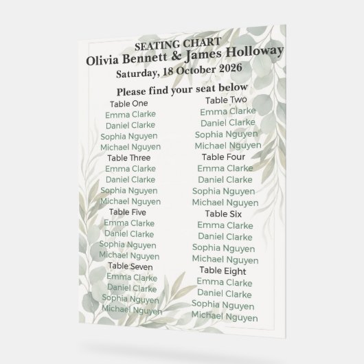 Botanical Garden Wedding Seating Chart (Angle)