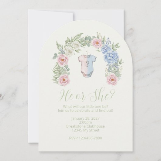 Botanical Gender Reveal Invitation (Devant)