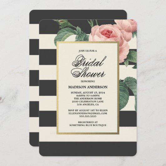 Botanical Glamour | Uitnodiging voor bruidsdouche (Voorkant / Achterkant)