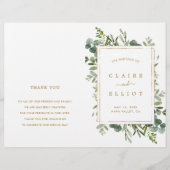 Botanical Gold Greenery Wedding Ceremony Program (Voorkant)